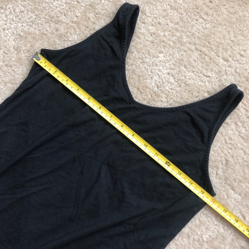 Black Cotton Tank Midi Dress w/ Two Slits Size Small - Picture 8 of 9